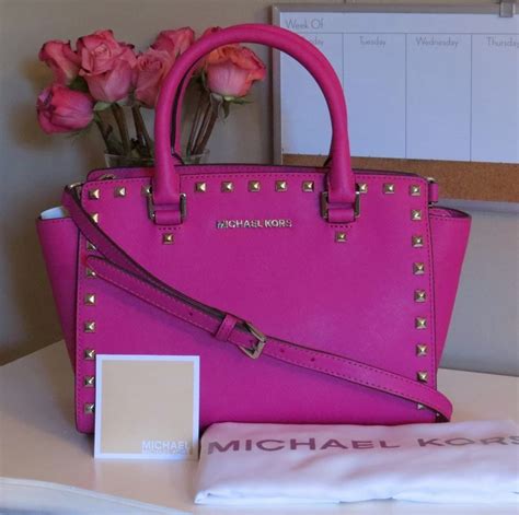 Michael Kors Selma Stud Medium Satchel RASPBERRY